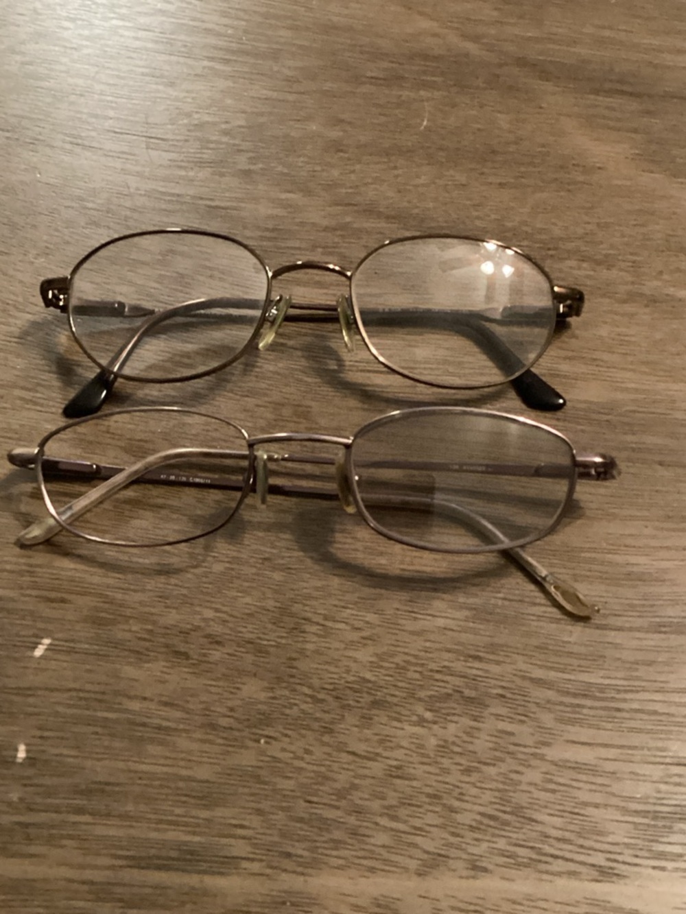 TWO Vintage Pairs Classic Men’s Wire Glasses Frames Only - Brown& Copper
